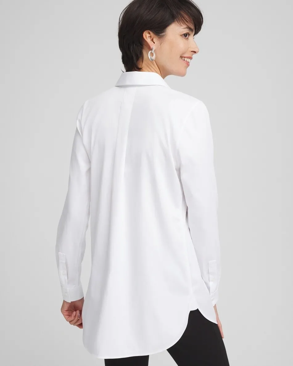 Shop No Iron™ Embroidered Sateen Stretch Tunic Tops