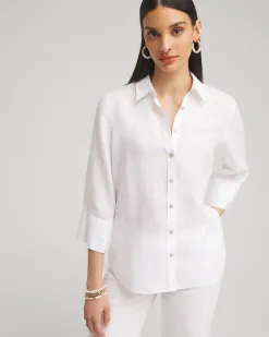 Clearance No Iron™ Linen 3/4 Sleeve Shirt Tops