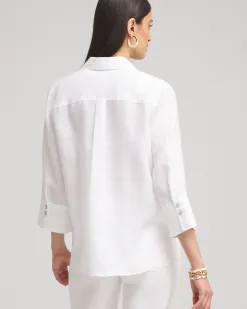 Clearance No Iron™ Linen 3/4 Sleeve Shirt Tops