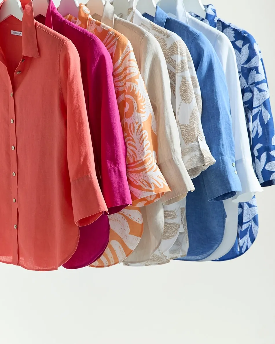 New No Iron™ Linen 3/4 Sleeve Shirt Tops