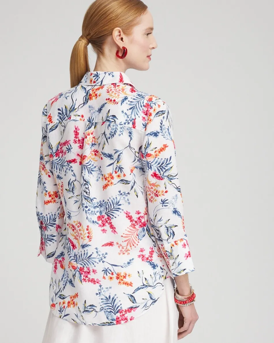 Flash Sale No Iron™ Linen Sealife 3/4 Sleeve Shirt Tops