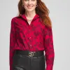 Fashion No Iron™ Red & Black Floral Shirt Tops