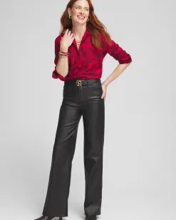 Fashion No Iron™ Red & Black Floral Shirt Tops