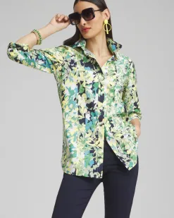 Flash Sale No Iron™ Stretch Floral 3/4 Sleeve Tunic Tops