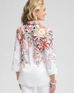 Cheap No Iron™ Stretch Warm Floral Shirt Tops
