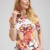 Best Sale Paisley Elbow Sleeve Cotton Tee Tops