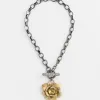 Fashion Pavé Brass Flower Pendant Necklace Necklaces