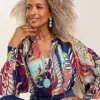 Discount Pintuck Detail Artisan Print Top Tops