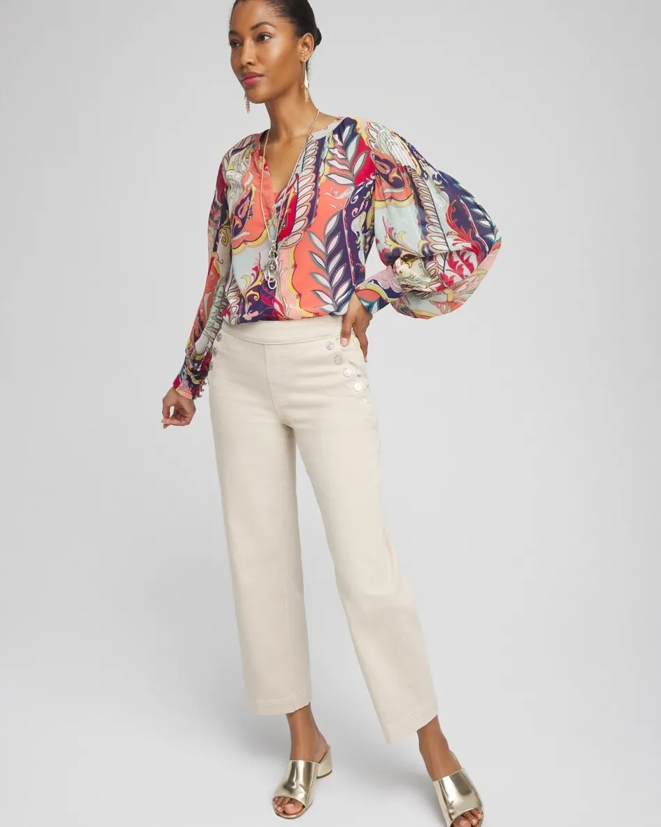 Discount Pintuck Detail Artisan Print Top Tops