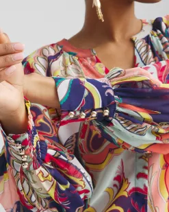Discount Pintuck Detail Artisan Print Top Tops
