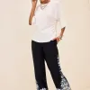 Flash Sale Placed Floral Print Soft Cropped Pants Pants