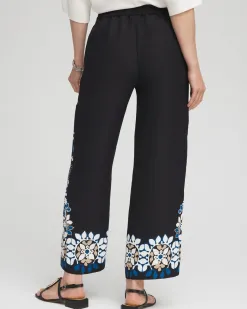 Flash Sale Placed Floral Print Soft Cropped Pants Pants