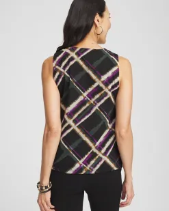 Discount Plaid Mesh Tank Tops