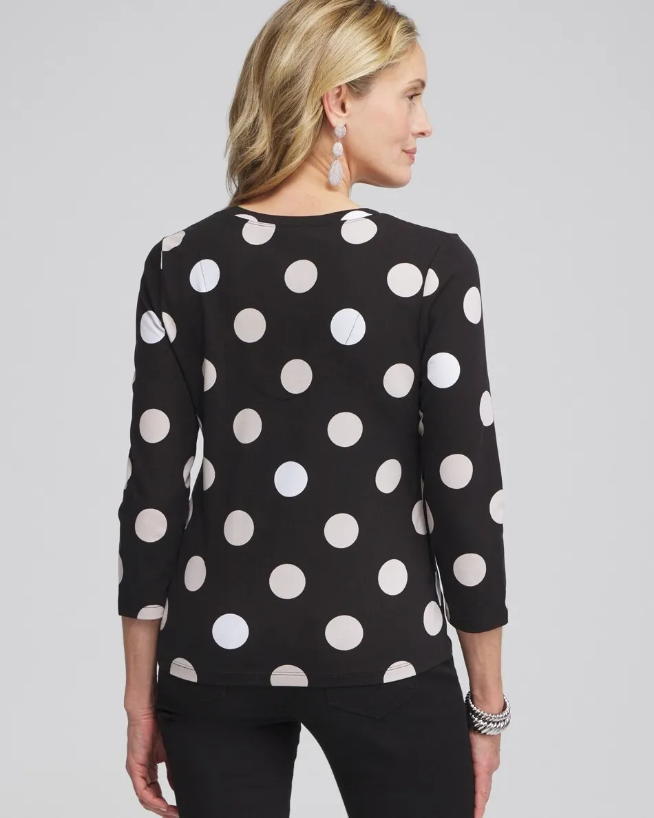 Best Polka Dot 3/4 Sleeve Perfect Tee Tops
