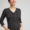 Fashion Polka Dot Everyday 3/4 Sleeve Tee Tops