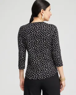 Fashion Polka Dot Everyday 3/4 Sleeve Tee Tops