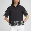 Flash Sale Poplin Crochet Trim Top Tops