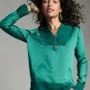 Sale Relaxed Stretch Satin Tunic Tops