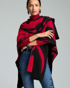 Shop Reversible Graphic Jacquard Ruana Tops | Ponchos & Ruanas