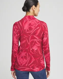 Store Rose Print Mockneck Pullover Sweater Sweaters