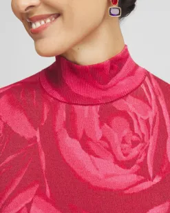 Store Rose Print Mockneck Pullover Sweater Sweaters
