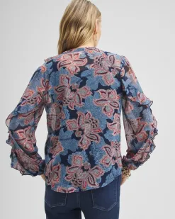 Flash Sale Ruffle Detail Floral Blouse Tops