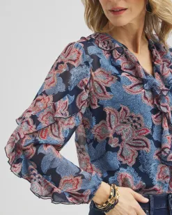 Flash Sale Ruffle Detail Floral Blouse Tops