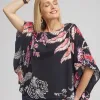 Best Sale Ruffle Detail Floral Poncho Tops