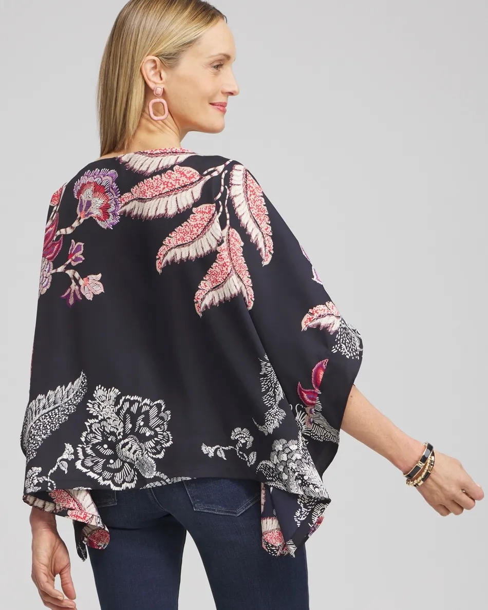 Best Sale Ruffle Detail Floral Poncho Tops