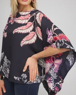 Best Sale Ruffle Detail Floral Poncho Tops
