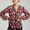 Best Sale Ruffle Detail Ikat Blouse Tops