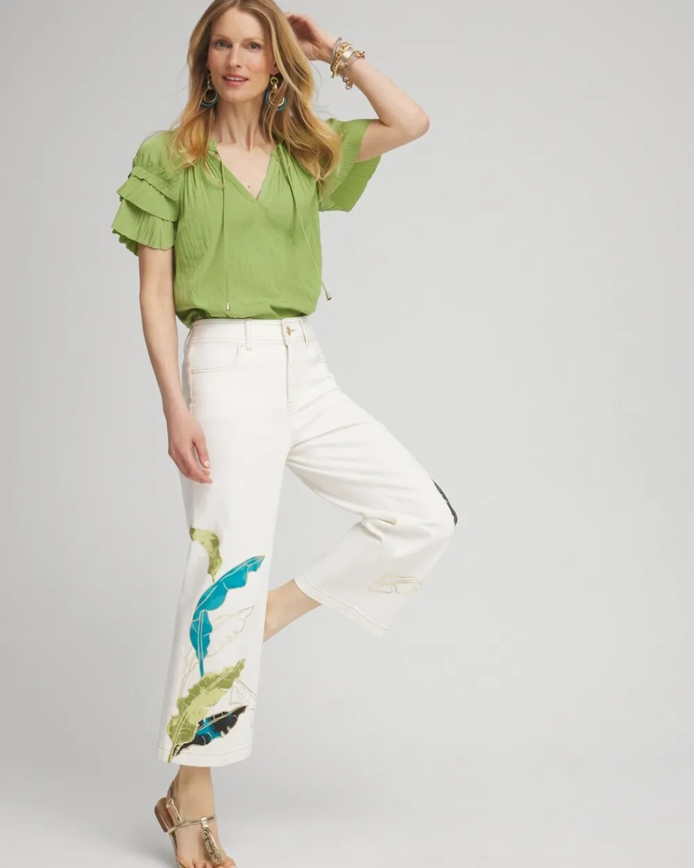 Online Ruffle Sleeve Blouse Tops