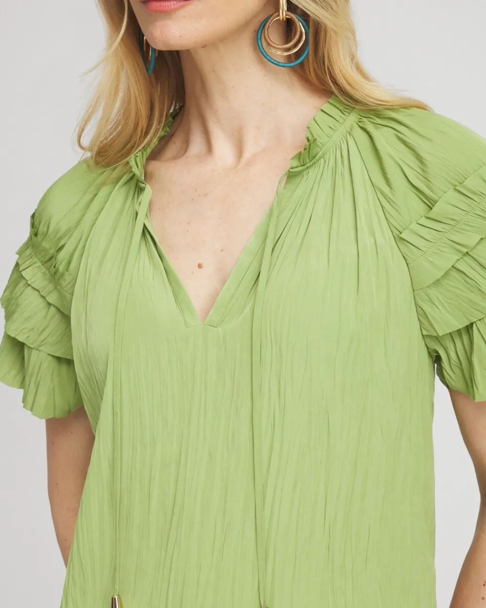 Online Ruffle Sleeve Blouse Tops
