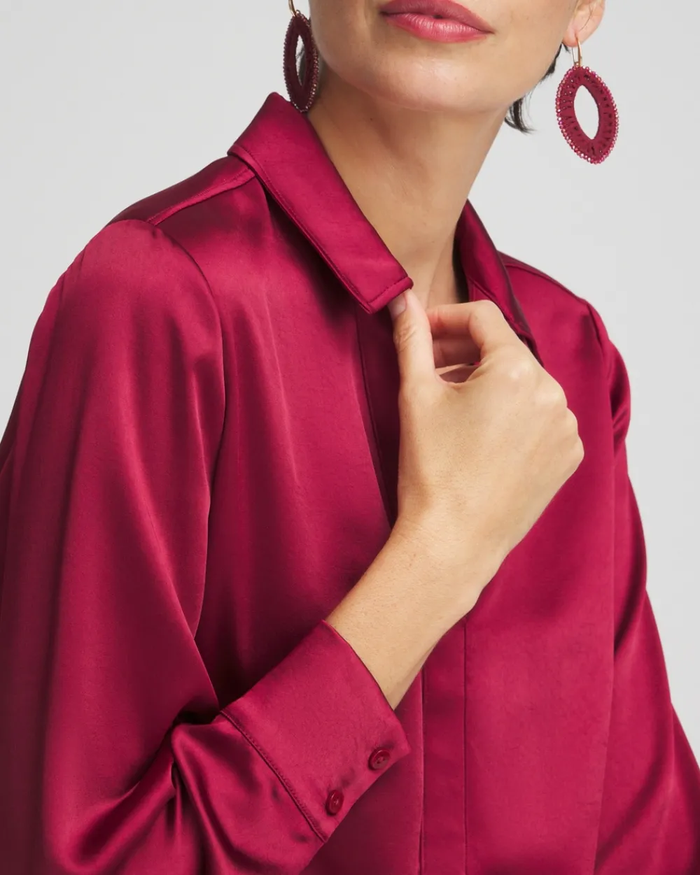 Flash Sale Satin Bubble Hem Shirt Tops | Blouses & Shirts