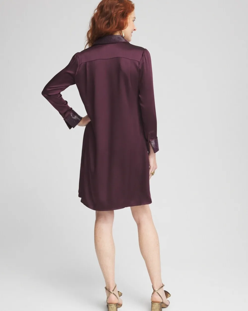 Hot Satin Embroidered Shirt Dress Dresses