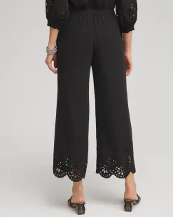 Cheap Satin Eyelet Hem Culottes Pants