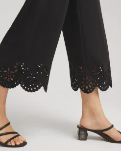 Cheap Satin Eyelet Hem Culottes Pants