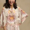 Shop Satin Floral Keyhole Neck Blouse Tops