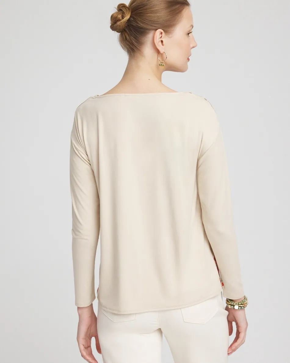 Flash Sale Satin Garden Long Sleeve Tee Tops