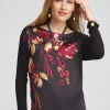 Cheap Satin Leaves Long Sleeve Tee Tops