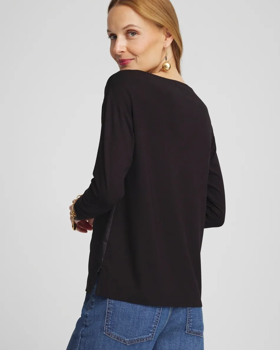 Cheap Satin Leaves Long Sleeve Tee Tops
