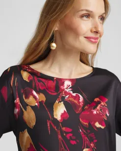 Cheap Satin Leaves Long Sleeve Tee Tops