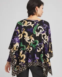 Outlet Scroll Print Poncho Tops | Ponchos & Ruanas