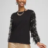 Discount Sequin Ruffle Pullover Sweater Sweaters