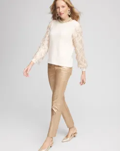 Discount Sequin Ruffle Pullover Sweater Sweaters