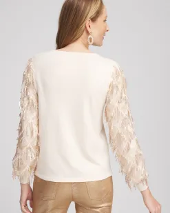 Discount Sequin Ruffle Pullover Sweater Sweaters