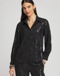 New Sequined Satin Shirt Tops | Blouses & Shirts