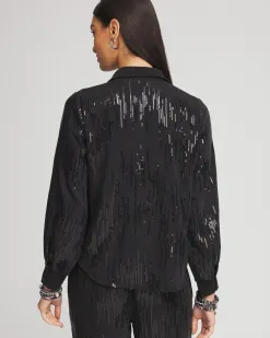 New Sequined Satin Shirt Tops | Blouses & Shirts