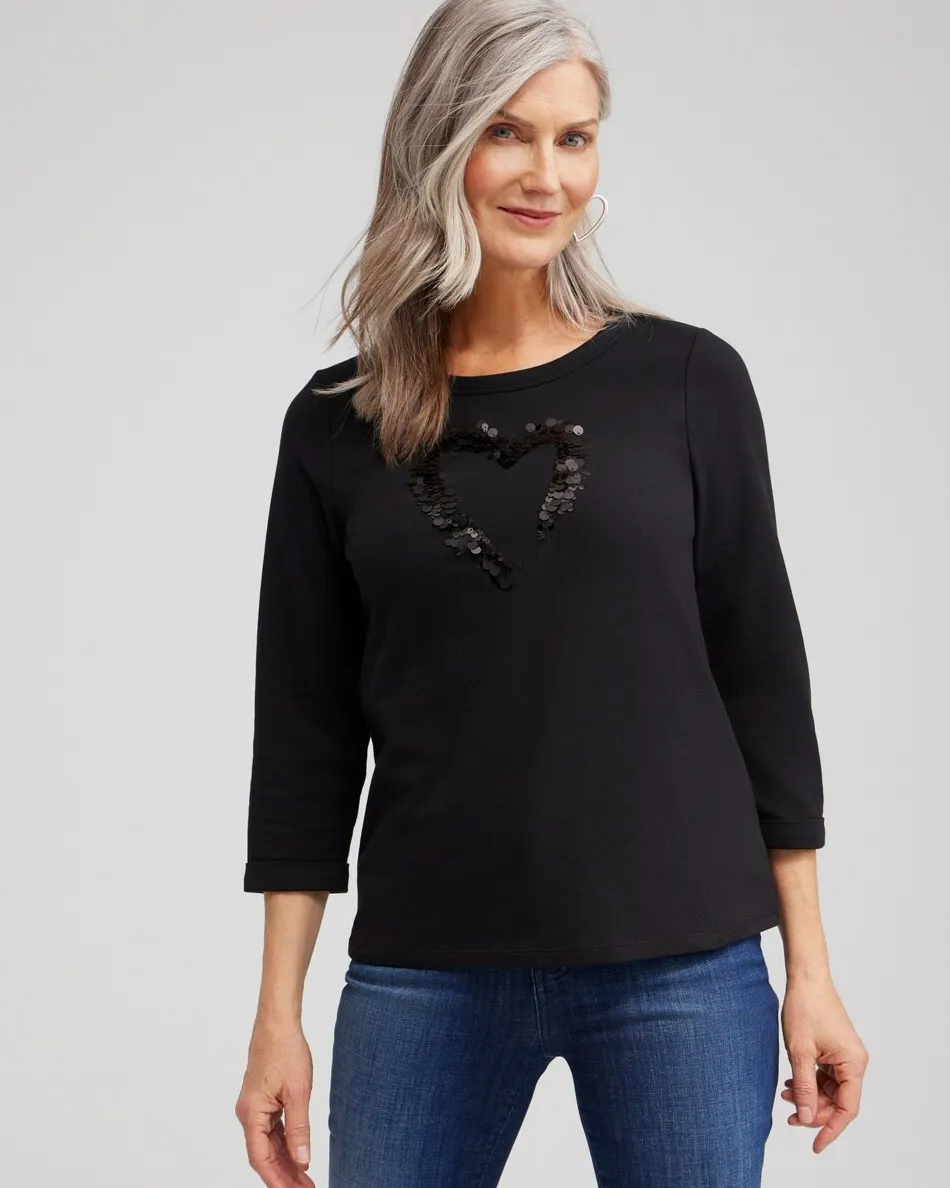 Flash Sale Sequins Heart Valentine's Tee Tops