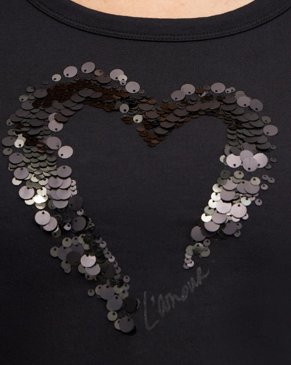 Flash Sale Sequins Heart Valentine's Tee Tops